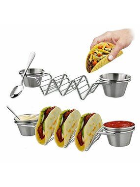 Taco Shell Holder Stand Oven Safe Baking Tray Plates Mexican Tacos Mexico 3 Pack